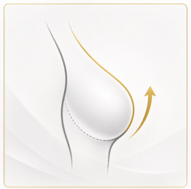 Diagram illustrating the result of a breast lift, or mastopexy
