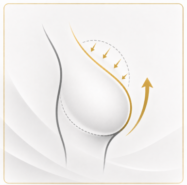 Diagram illustrating the result of a breast lift with reduction, or reduction mastopexy
