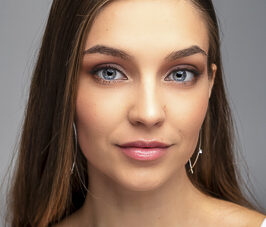 Headshot of woman after skin laser treatments